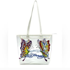 🦋 NWT Ed Hardy Vintage Y2K Clear Vinyl Butterfly Tote Bag 🦋